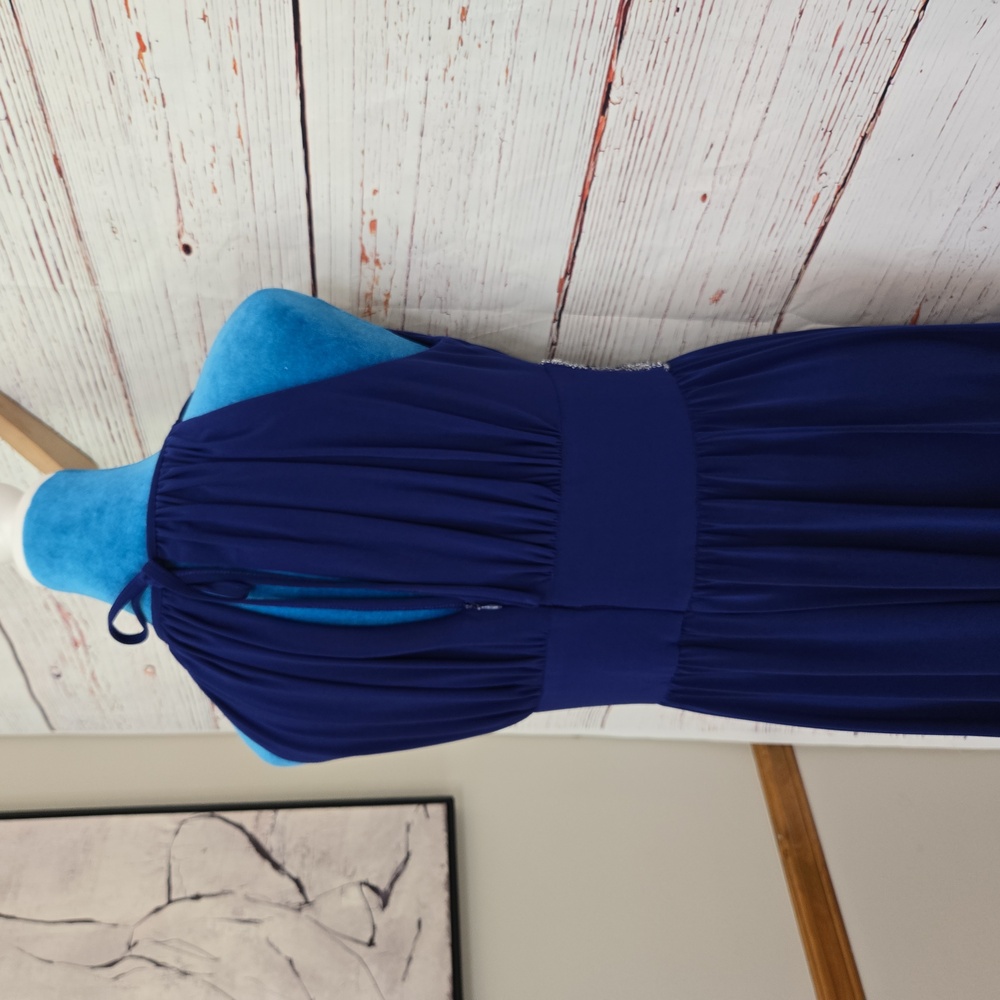 R & M Richards Long Halter Dress With Rhinetone Waistline Size 10 - Picture 13 of 17